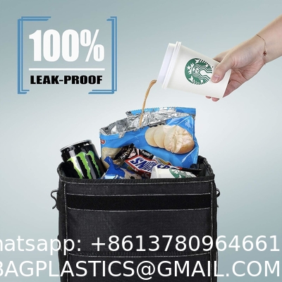 Car Trash Can, Waterproof Garbage Can/ Bag with Lid, Leak-Proof Trash Bin, Car Trash Hanging (Medium, Black)
