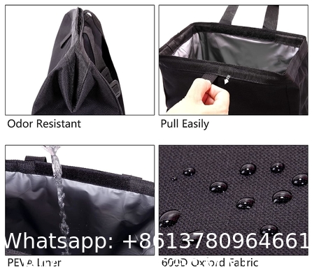Car Trash Can, Waterproof Garbage Can/ Bag with Lid, Leak-Proof Trash Bin, Car Trash Hanging (Medium, Black)