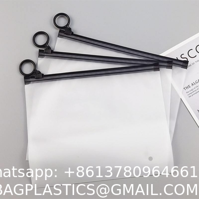 Custom Personalized Printed Logo Eve Slider Matte Frosted Zip Lock Clothing Packaging Plastic Bags With Black Zipper