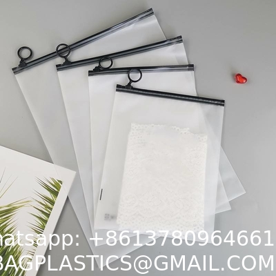 Custom Personalized Printed Logo Eve Slider Matte Frosted Zip Lock Clothing Packaging Plastic Bags With Black Zipper