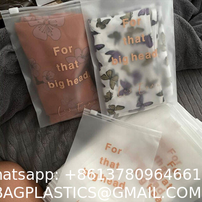 Custom Personalized Printed Logo Eve Slider Matte Frosted Zip Lock Clothing Packaging Plastic Bags With Black Zipper