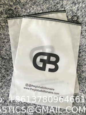 Custom Personalized Printed Logo Eve Slider Matte Frosted Zip Lock Clothing Packaging Plastic Bags With Black Zipper