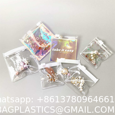 Wholesale Holographic Packing Bag Jewelry Pouch Custom Frosted Zipper Bag For Jewelry