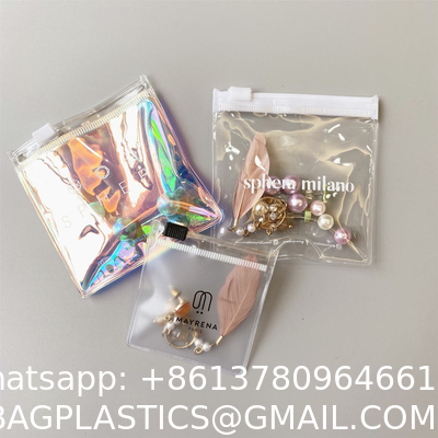Wholesale Holographic Packing Bag Jewelry Pouch Custom Frosted Zipper Bag For Jewelry