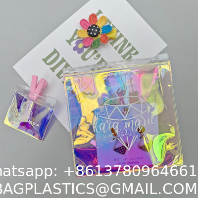 Wholesale Holographic Packing Bag Jewelry Pouch Custom Frosted Zipper Bag For Jewelry