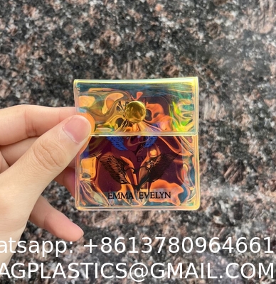 Customized Brand Logo Colorful PVC Bag Eye Shadow Jewelry Cosmetic Make up Bag With Zipper Holographic PVC Bag