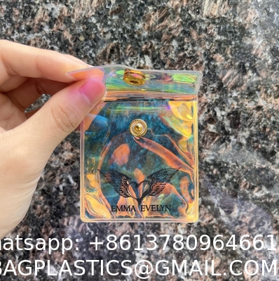 Customized Brand Logo Colorful PVC Bag Eye Shadow Jewelry Cosmetic Make up Bag With Zipper Holographic PVC Bag
