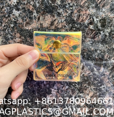 Customized Brand Logo Colorful PVC Bag Eye Shadow Jewelry Cosmetic Make up Bag With Zipper Holographic PVC Bag