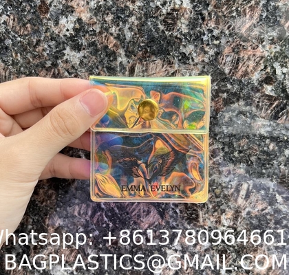 Customized Brand Logo Colorful PVC Bag Eye Shadow Jewelry Cosmetic Make up Bag With Zipper Holographic PVC Bag