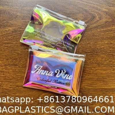 Customized Brand Logo Colorful PVC Bag Eye Shadow Jewelry Cosmetic Make up Bag With Zipper Holographic PVC Bag