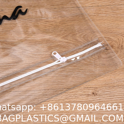 Custom Logo Transparent Plastic Zip Lock Waterproof PVC Cosmetic Bag Storage Packaging Swimwear Clothing Zipper