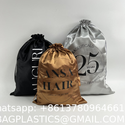 Custom Satin Pouch Bag with Logo for Hair Clothes Shoes Jewelry Cosmetics Gift Silk Satin Bag Packaging Wig Storage Bag