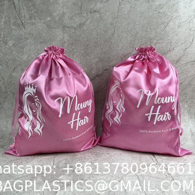 Custom Satin Pouch Bag with Logo for Hair Clothes Shoes Jewelry Cosmetics Gift Silk Satin Bag Packaging Wig Storage Bag