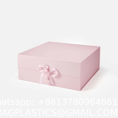 Custom Luxury Glossy Pink Package Folding Paper Box Magnetic Foldable Gift Box With Magnetic Lid