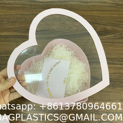 Custom Emballage Big Packaging Carton Pink Heart Shape Gift Paper Boxes With Pvc Clear Window On Lid For Flowers