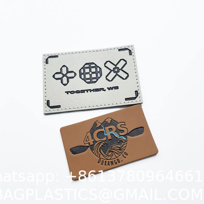 Handmade Customized Genuine PU Leather Patches Clothing Tags For Clothes With Private Label Logo