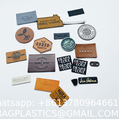 Handmade Customized Genuine PU Leather Patches Clothing Tags For Clothes With Private Label Logo