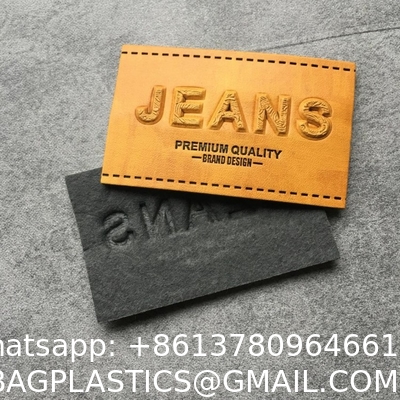 Handmade Customized Genuine PU Leather Patches Clothing Tags For Clothes With Private Label Logo