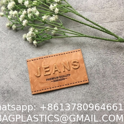 Handmade Customized Genuine PU Leather Patches Clothing Tags For Clothes With Private Label Logo