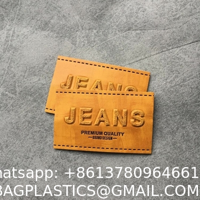 Handmade Customized Genuine PU Leather Patches Clothing Tags For Clothes With Private Label Logo