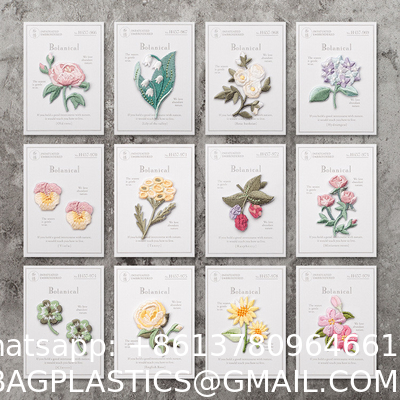 Embossed private label Personalized Logo 3d Puff Flower Fabric Embroidery Patch For Clothing Handmade Customized