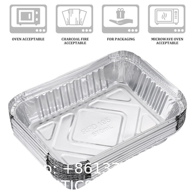 Hotsale Food Grade Custom Logo Rectangle Aluminum Takeaway Foil Food Containers Silver Foil Baking Pan/Trays