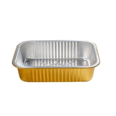 Golden Aluminum Foil Pan Disposable Foil Fast Food Container To Takeout Cake Trays Boxes Foil Container Food Pack