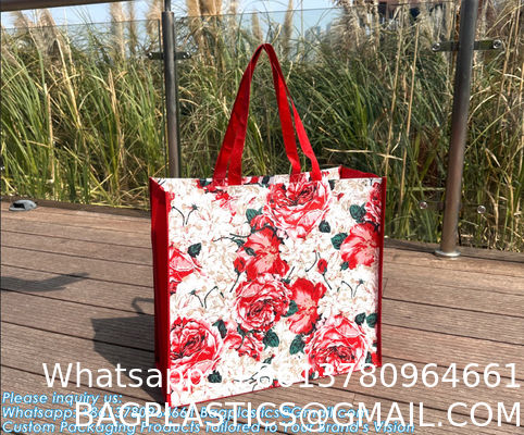 Advertise Tote Bag Customized Logo Large Capacity Rpet Laminated Tote Bag Fashion Shopping Bag Eco-Friendly Cartoon Non Woven Shopping Bag Lightweight Rept Tote Laminated Handled Bag