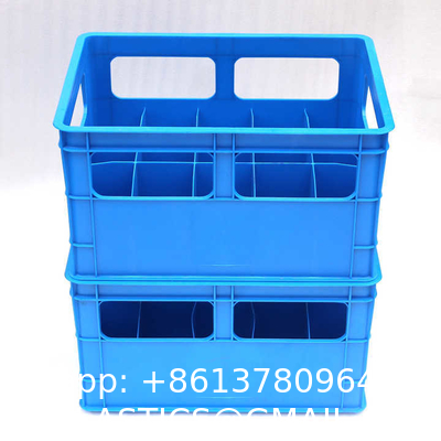 15-Bottle Plastic Soda Water And Beer Crate With 4-Side Handles Wholesale 12 15 20 24 40 Bottles Green Black Blue Red Stackable Turnover Storage Plastic Beer Crates