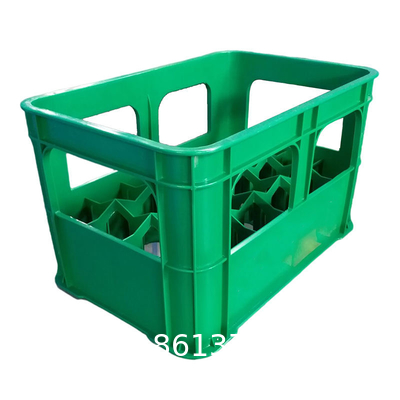 15-Bottle Plastic Soda Water And Beer Crate With 4-Side Handles Wholesale 12 15 20 24 40 Bottles Green Black Blue Red Stackable Turnover Storage Plastic Beer Crates