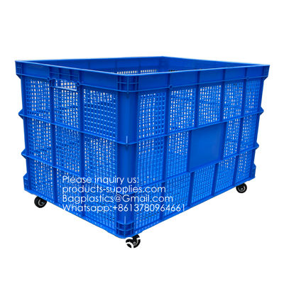 Plastic Basket With Wheels Large Rectangular Box Plastic Frame Hollow Thickened Express Clothing Factory Transit