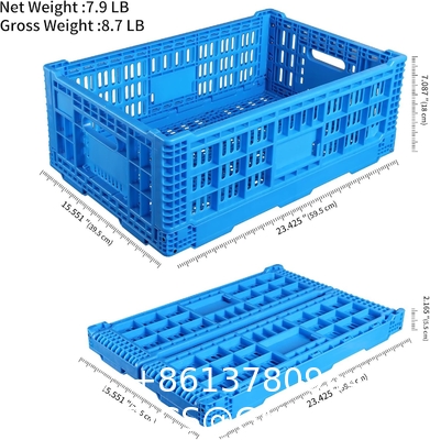 Collapsible Storage Bin Containe，52 Liter Transferheavy Duty Plastic Storage Box,Blue Milk Crates Heavy Duty Transit Storage Of Various Items