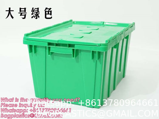 Cargo Transport Plastic Box, Collapsible 35 Liter Heavy Duty Storage Bin / Foldable & Stackable Utility Crate With Attached lockable Lid