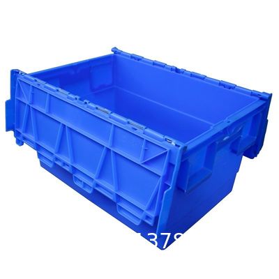 Large Size Distribution Container With Hinged Lid Storage Bins Plastic Stackable Large Plastic Attached Lid Container