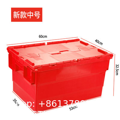 Heavy Duty Plastic Moving Boxes Attached Lid Containers Industrial Folding Tote Box For Warehouse Nestable Moving Crates Stackable Storage Attached Lid Tote Plastic Storage Bins With Lids