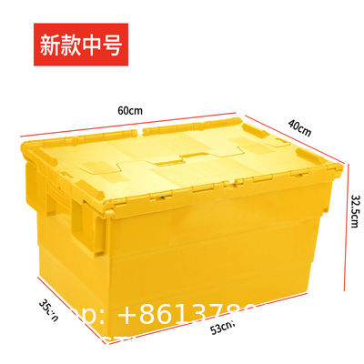 Heavy Duty Plastic Moving Boxes Attached Lid Containers Industrial Folding Tote Box For Warehouse Nestable Moving Crates Stackable Storage Attached Lid Tote Plastic Storage Bins With Lids