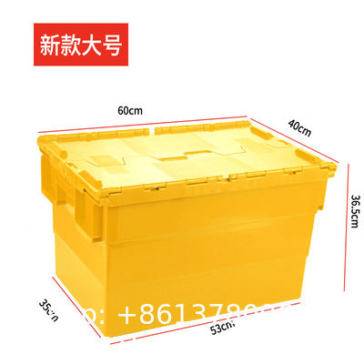 Heavy Duty Plastic Moving Boxes Attached Lid Containers Industrial Folding Tote Box For Warehouse Nestable Moving Crates Stackable Storage Attached Lid Tote Plastic Storage Bins With Lids