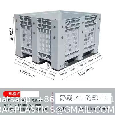 Big Bulk Container, Large Plastic Pallet Box Container With Lid / Cover & Wheels Or Without Heavy Duty Industrial Use Folding Plastic Pallet Box Plastic Stackable Collapsible Pallet Crates