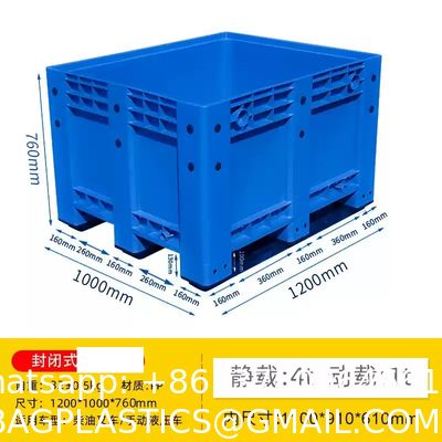 Big Bulk Container, Large Plastic Pallet Box Container With Lid / Cover & Wheels Or Without Heavy Duty Industrial Use Folding Plastic Pallet Box Plastic Stackable Collapsible Pallet Crates
