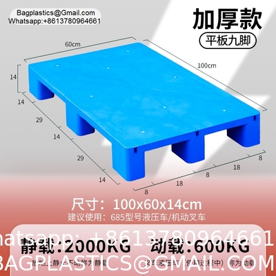 Plastic Pallets Factory Direct Sale EPAL Size Stackable HDPE Grid Nine Feet Durable With Low Price Bulk China Flat Top 1200 X 1000 mm Export Use Plastic Pallet
