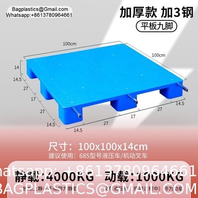 Wholesale Euro Standard HDPE Grid Plastic Pallets 1200x1000MM Nine Feet Lightweight Stackable For Warehouse