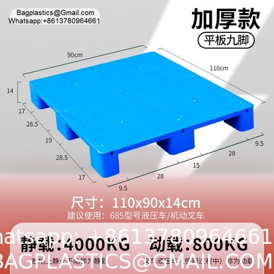 Durable 1200*1000*150mm Single-Faced HDPE Plastic Pallets Euro 3 Runners Heavy Duty Plastic Pallet For Warehouse Storage