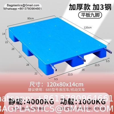 Durable 1200*1000*150mm Single-Faced HDPE Plastic Pallets Euro 3 Runners Heavy Duty Plastic Pallet For Warehouse Storage