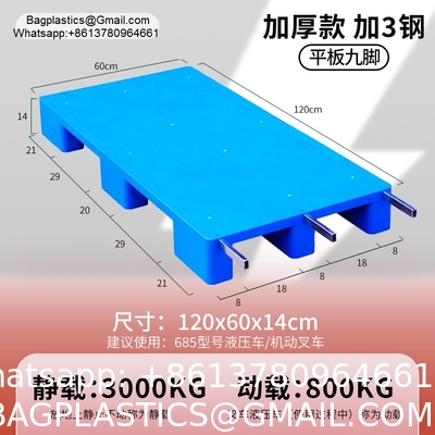 Durable 1200*1000*150mm Single-Faced HDPE Plastic Pallets Euro 3 Runners Heavy Duty Plastic Pallet For Warehouse Storage