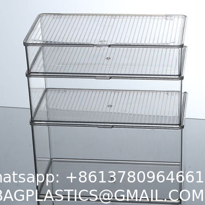 Clear Stackable Storage Bins With Lids, Large Plastic Containers With Handle For Pantry Organizer And Storage,Perfect For Bathroom,Cabinet,Kitchen,Fridge,Closet Organization