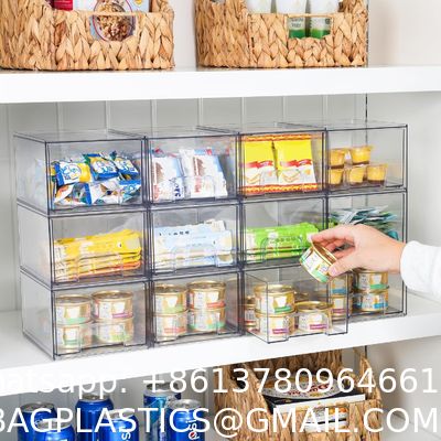 Stackable Storage Drawers,Acrylic Bathroom Makeup Organizer,Plastic Storage Bins For Vanity, Undersink, Kitchen Cabinets, Pantry, Home Organization