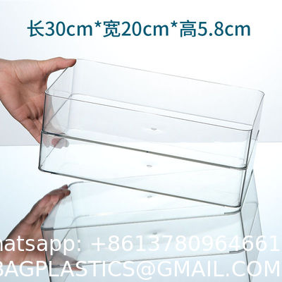 Stackable Refrigerator Organizer Bins Clear Kitchen Organizer Container Bins With Handles Plastic Bags For Pantry, Cabinets, Shelves, Drawer, Freezer - Food Safe