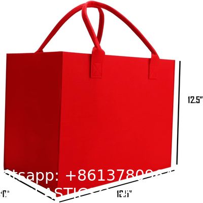 Biodegradable Sustainable Eco Friendly Green Felt Bag Storage High-Capacity Solid Color Two Shoulder Straps Custom Logo Felt Tote Bag Shopping
