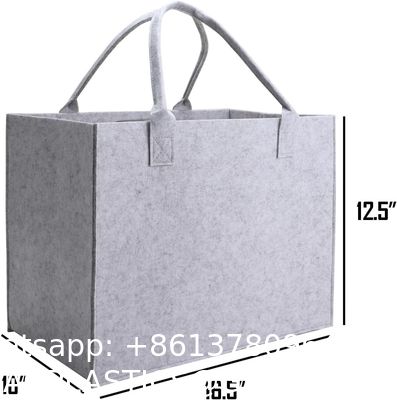 Biodegradable Sustainable Eco Friendly Green Felt Bag Storage High-Capacity Solid Color Two Shoulder Straps Custom Logo Felt Tote Bag Shopping