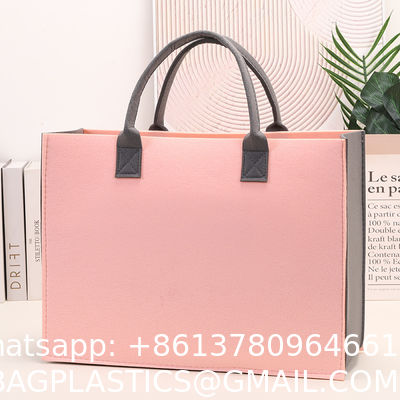 Felt Tote Bag Reusable Lightly Heavy Duty Grocery Tote Bag With Handles Shopping Felt Bags Wholesale Custom Simple Letter Logo Eco-Friendly Durable Multi-Scenario Suitable Felt Shopping Tote Bag